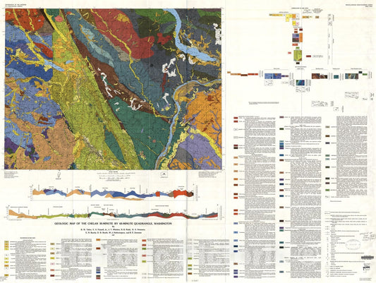 Map : Geologic map of the Chelan 30-minute by 60-minute quadrangle, Washington, 1987 Cartography Wall Art :