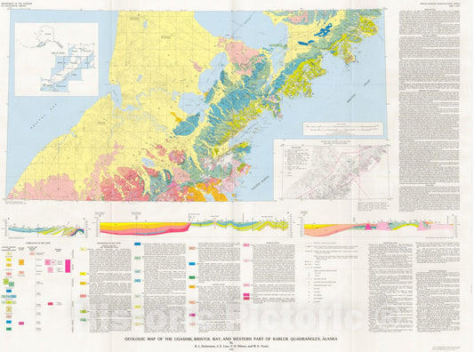 Map : Geologic map of the Ugashik, Bristol Bay, and western part of Karluk quadrangle, Alaska, 1987 Cartography Wall Art :