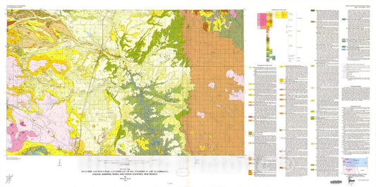 Map : Geologic and structure contour map of the Springer 30' x 60' quadrangle, Colfax, Harding, Mora, and Union Counties, New Mexico, 1986 Cartography Wall Art :