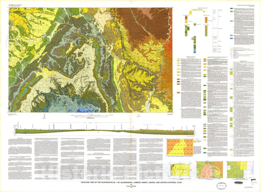 Map : Geologic map of the Huntington 30' X 60' quadrangle, Carbon, Emery, Grand, and Uintah Counties, Utah, 1988 Cartography Wall Art :
