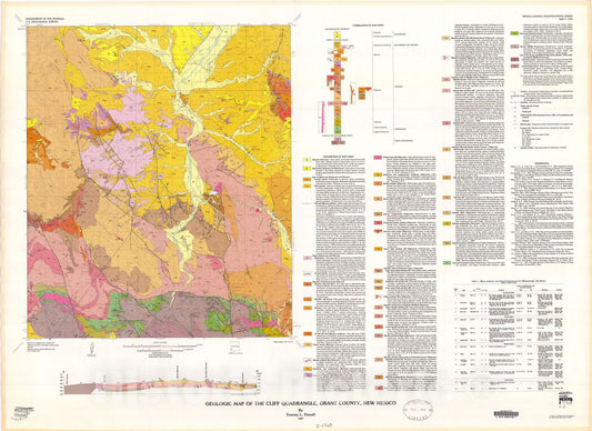 Map : Geologic map of the Cliff quadrangle, Grant County, New Mexico, 1987 Cartography Wall Art :