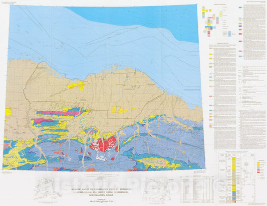 Map : Geologic map of the Demarcation Point, Mt. Michelson, Flaxman Island, and Barter Island quadrangles, northeastern Alaska, 1986 Cartography Wall Art :