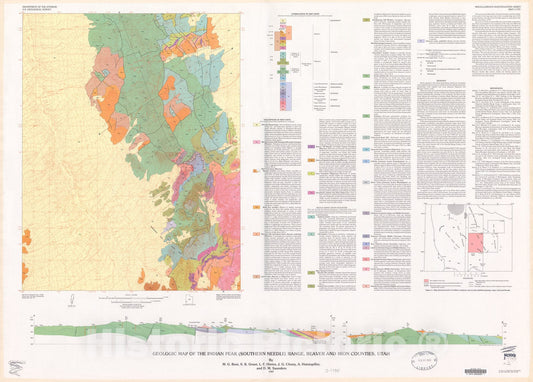 Map : Geologic map of the Indian Peak (southern Needle) Range, Beaver and Iron Counties, Utah, 1987 Cartography Wall Art :