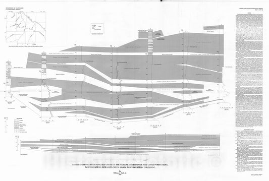 Map : Chart showing intertongued units of the Eocene Greene River and Uinta Formations, northwestern Piceance Creek Basin, northwestern Colorado, 1987 Cartography Wall Art :