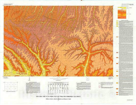 Map : Geologic map of the Roan Plateau area, northwestern Colorado, 1989 Cartography Wall Art :