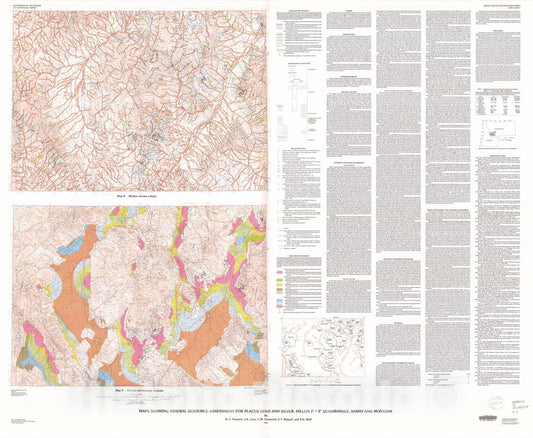 Map : Map showing mineral resource assessment for placer gold and silver, Dillon one degree x two degrees quadrangle, Idaho and Montana, one99one Cartography Wall Art :