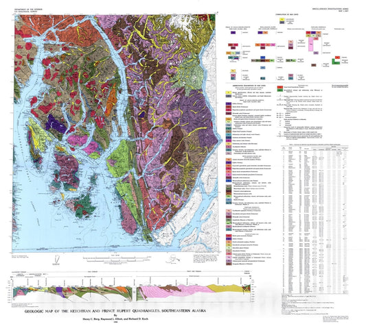 Map : Geologic map of the Ketchikan and Prince Rupert quadrangle, southeastern Alaska, 1988 Cartography Wall Art :