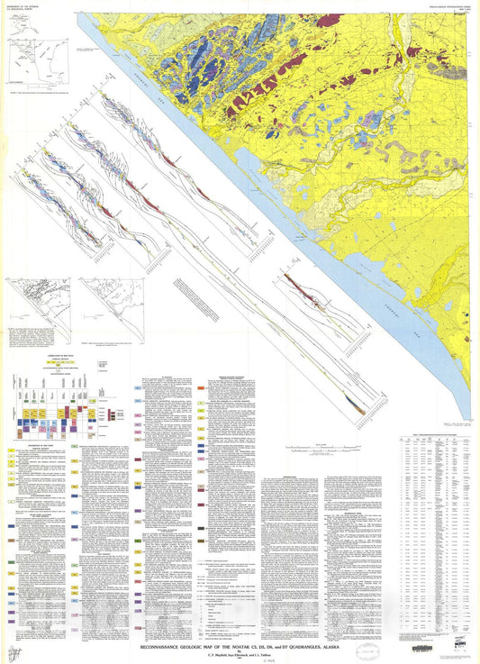 Map : Reconnaissance geologic map of the Noatak C5, D5, D6, and D7 quadrangles, Alaska, 1987 Cartography Wall Art :