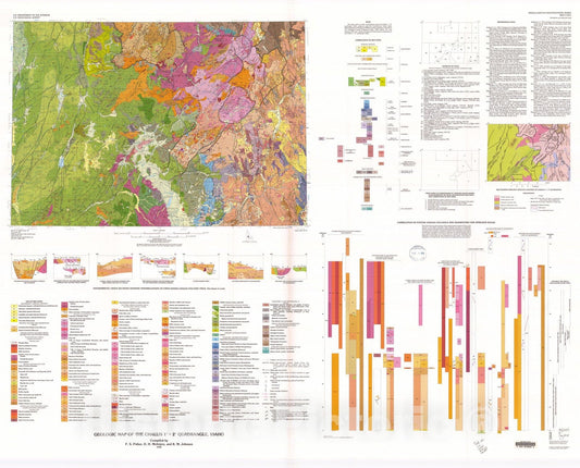 Map : Geologic map of the Challis one degree x two degrees quadrangle, Idaho, one99two Cartography Wall Art :