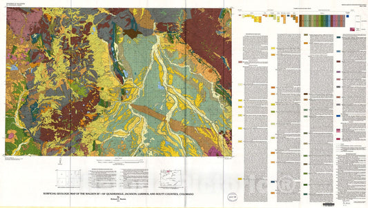 Map : Surficial geologic map of the Walden 30' x 60' quadrangle, Jackson, Larimer, and Routt Counties, Colorado, 1991 Cartography Wall Art :