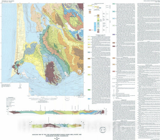 Map : Geologic map of the Cape Disappointment-Naselle River area, Pacific and Wahkiakum Counties, Washington, 1989 Cartography Wall Art :
