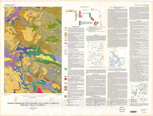 Map : Surficial geologic map of the Granite Falls 15-minute quadrangle, Snohomish County, Washington, 1989 Cartography Wall Art :