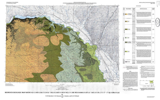 Map : Bedrock geologic map showing configuration of the bedrock surface in the Nebraska part of the Sioux City one degree x two degrees quadrangle, one988 Cartography Wall Art :