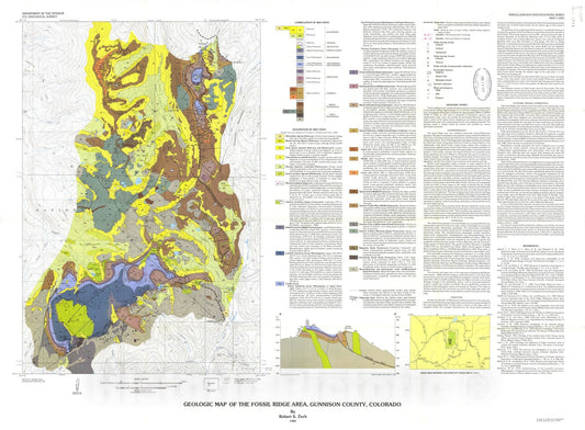 Map : Geologic map of the Fossil Ridge area, Gunnison County, Colorado, 1988 Cartography Wall Art :