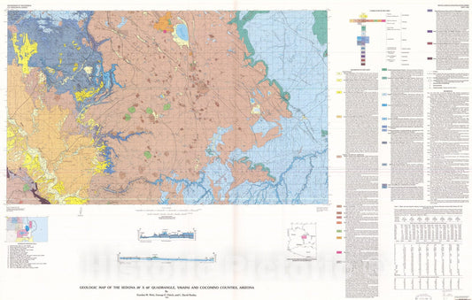 Map : Geologic map of the Sedona 30' X 60' quadrangle, Yavapai and Coconino Counties, Arizona, 1989 Cartography Wall Art :