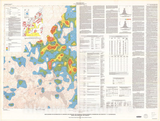 Map : Maps showing the distribution of chromium, molybdenum,  Sherbrooke and Lewiston, Maine, New Hampshire, and Vermont, 1990 Cartography Wall Art :