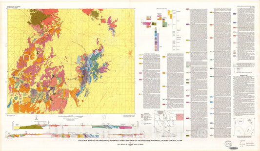 Map : Geologic map of the Milford quadrangle and east half of the Frisco quadrangle, Beaver County, Utah, 1989 Cartography Wall Art :