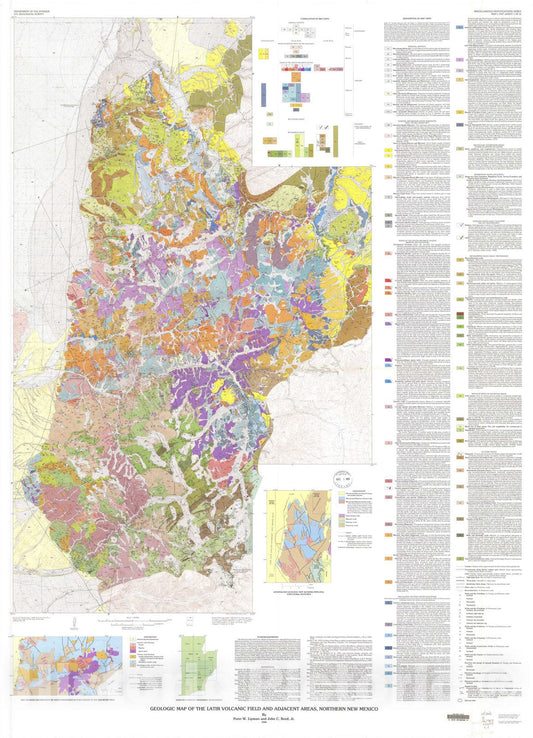 Map : Geologic map of the Latir volcanic field and adjacent areas, northern New Mexico, 1989 Cartography Wall Art :