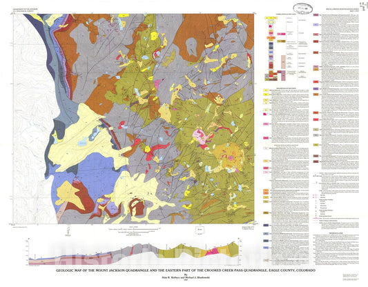 Map : Geologic map of the Mount Jackson quadrangle and the eastern part of Crooked Creek Pass quadrangle, Eagle County, Colorado, 1989 Cartography Wall Art :