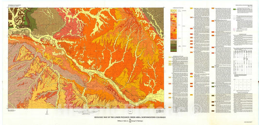 Map : Geologic map of the lower Piceance Creek area, northwestern Colorado, 1990 Cartography Wall Art :