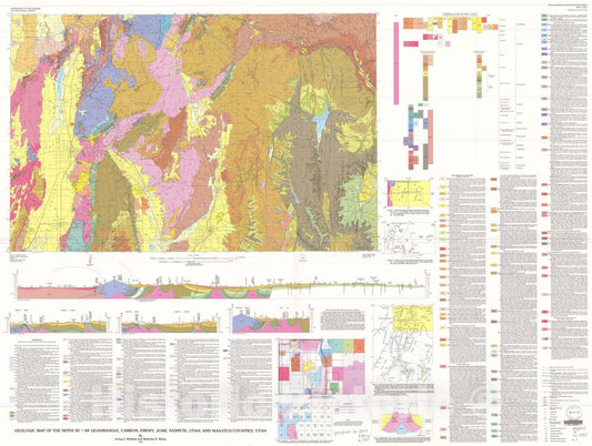 Map : Geologic map of the Nephi 30' X 60' quadrangle, Carbon, Emery, Juab, Sanpete, Utah, and Wasatch Counties, Utah, 1991 Cartography Wall Art :