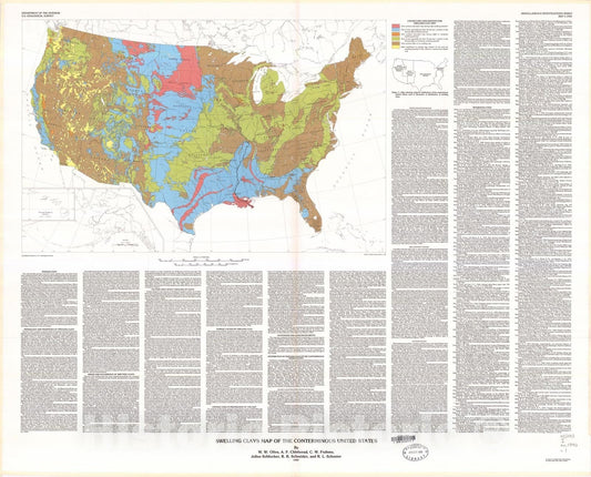 Map : Swelling clays map of the conterminous United States, 1989 Cartography Wall Art :