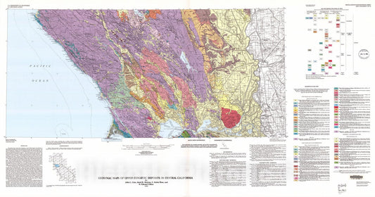 Map : Geologic maps of Upper Cenozoic deposits in central California, 1993 Cartography Wall Art :
