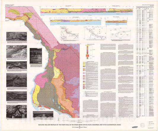 Map : Geologic map and profiles of the north wall of the Snake River Canyon, Bliss, Hagerman, and Tuttle quadrangles, Idaho, 1990 Cartography Wall Art :