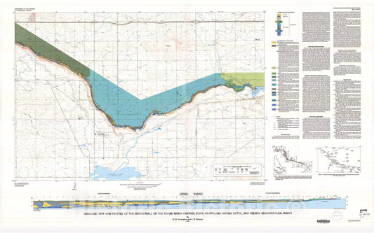 Map : Geologic map and profile of the north wall of the Snake River Canyon, Eden, Murtaugh, Milner Butte, and Milner quadrangles, Idaho, 1990 Cartography Wall Art :