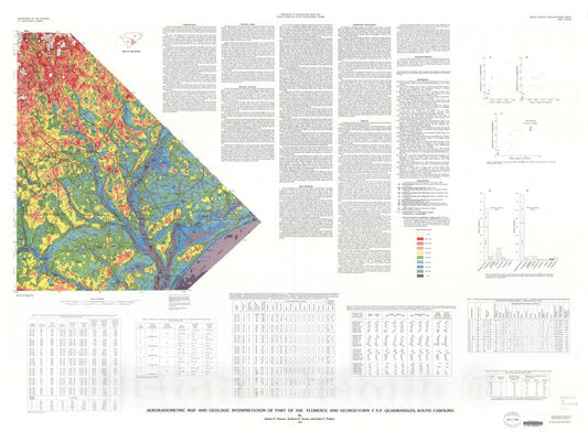 Map : Aeroradiometric map and geologic interpretation of part of the Cape Fear region, Florence and Georgetown, South Carolina, 1989 Cartography Wall Art :