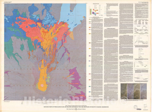 Map : Geologic maps of pyroclastic-flow and related deposits of the 1980 eruptions of Mount St. Helens, Washington, 1990 Cartography Wall Art :