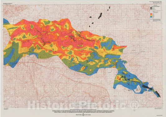Map : Isopach maps of the Westwater Canyon and Brushy Basin Members of the Morrison Formation, showing structural control of sedimentati, 1989 Cartography Wall Art :