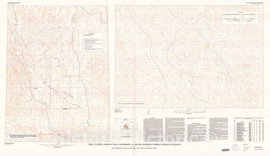 Map : Cross sections showing coal stratigraphy of the southeastern Powder River Basin, Wyoming, 1990 Cartography Wall Art :
