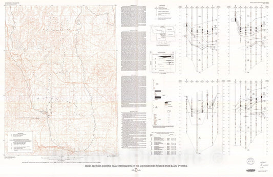 Map : Cross sections showing coal stratigraphy of the southwestern Powder River Basin, Wyoming, 1991 Cartography Wall Art :