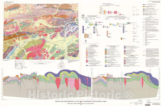 Map : Geology and geochronology of the Healy quadrangle, south-central Alaska, 1992 Cartography Wall Art :