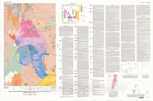 Map : Geologic map of the Mount Bachelor volcanic chain and surrounding area, Cascade Range, Oregon, 1992 Cartography Wall Art :