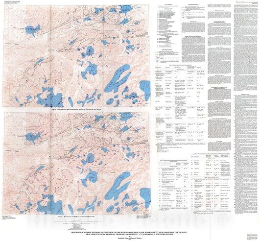 Map : Mineralogical maps showing distribution of ore-related minerals in the nonmagnetic, heavy-mineral-concentrate fraction of stream s, 1991 Cartography Wall Art :
