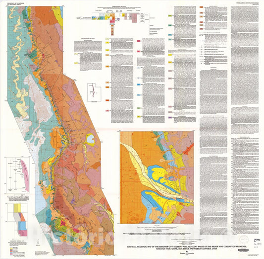 Map : Surficial geologic map of the Brigham City segment and adjacent parts of the Weber and Collinston segments, Wasatch fault zone, 1990 Cartography Wall Art :