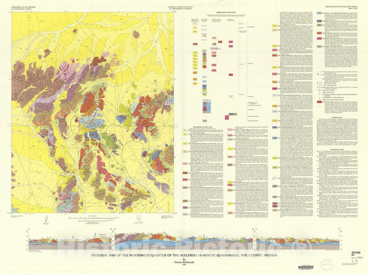 Map : Geologic map of the northwest quarter of the Bullfrog 15-minute quadrangle, Nye County, Nevada, 1990 Cartography Wall Art :