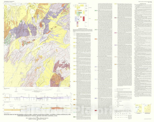 Map : Geologic map of the Nevershine Hollow area, eastern Black Mountains, southern Tushar Mountains, and northern Markagunt Plateau,, 1990 Cartography Wall Art :