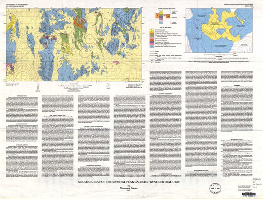 Map : Geologic map of the Crystal Peak Caldera, west-central Utah, 1989 Cartography Wall Art :