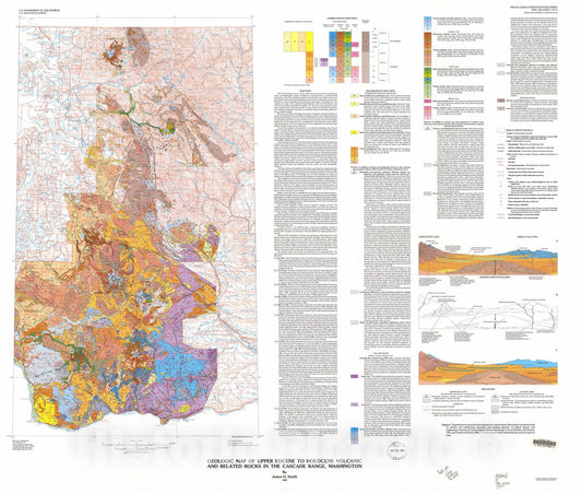 Map : Geologic map of Upper Eocene to Holocene volcanic and related rocks in the Cascade Range, Washington, 1993 Cartography Wall Art :