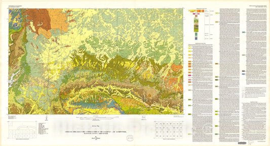 Map : Geologic map and structure contour maps of the Gallup 30' X 60' quadrangle, McKinley County, New Mexico, 1990 Cartography Wall Art :