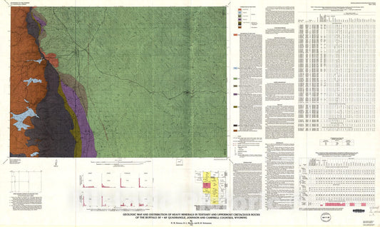 Map : Geologic map and distribution of heavy minerals in Tertiary and uppermost Cretaceous rocks of the Buffalo, 1990 Cartography Wall Art :