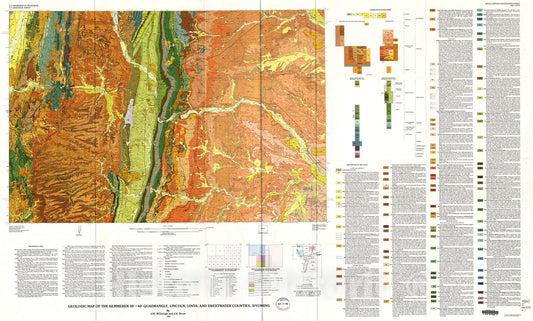 Map : Geologic map of the Kemmerer 30' X 60' quadrangle, Lincoln, Uinta, and Sweetwater Counties, Wyoming, 1992 Cartography Wall Art :