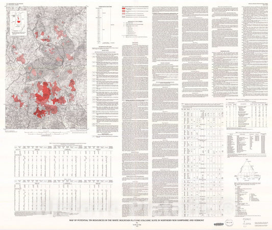 Map : Map of potential tin resources in the White Mountain plutonic-volcanic suite in northern New Hampshire, 1990 Cartography Wall Art :