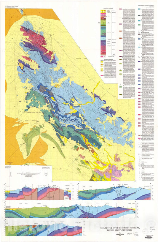 Map : Geologic map of the Big Hatchet Mountains, Hidalgo County, New Mexico, 1991 Cartography Wall Art :