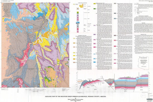 Map : Geologic map of the Mountain Sheep Spring quadrangle, Mohave County, Arizona, 1991 Cartography Wall Art :