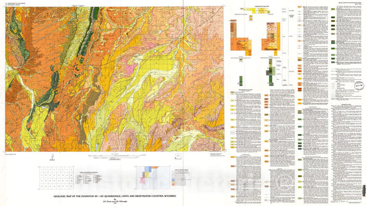 Map : Geologic map of the Evanston 30' X 60' quadrangle, Uinta and Sweetwater Counties, Wyoming, 1993 Cartography Wall Art :