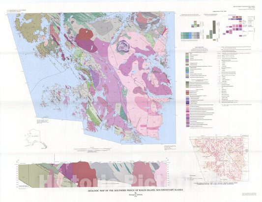 Map : Geologic map of the southern Prince of Wales Island, southeastern Alaska, 1992 Cartography Wall Art :